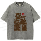 Unisex Vintage Bear Printed Washed Tee