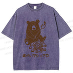 Unisex Toasted Marshmallow Bear Printed Washed Tee