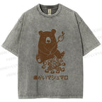 Unisex Toasted Marshmallow Bear Printed Washed Tee