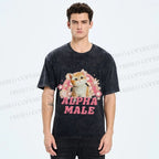 Unisex Alpha Male Cat Meme Printed Washed Tee
