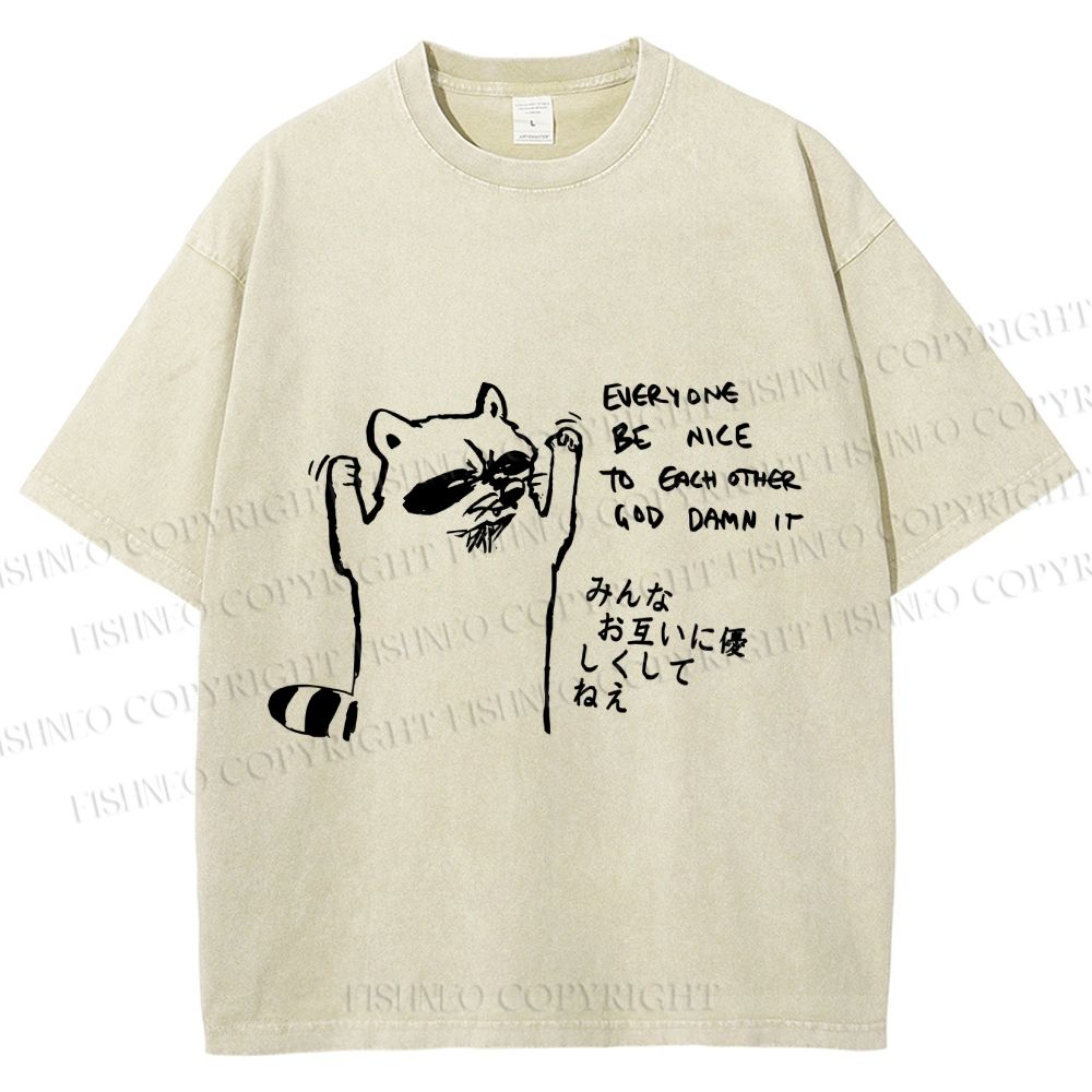 Unisex Bad Raccoon Printed Washed Tee