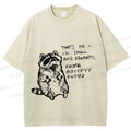 Unisex Small And Dramatic Raccoon Printed Washed Tee