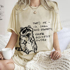 Unisex Small And Dramatic Raccoon Printed Washed Tee