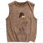 Unisex Starwars Duck Printed Washed Tank Top