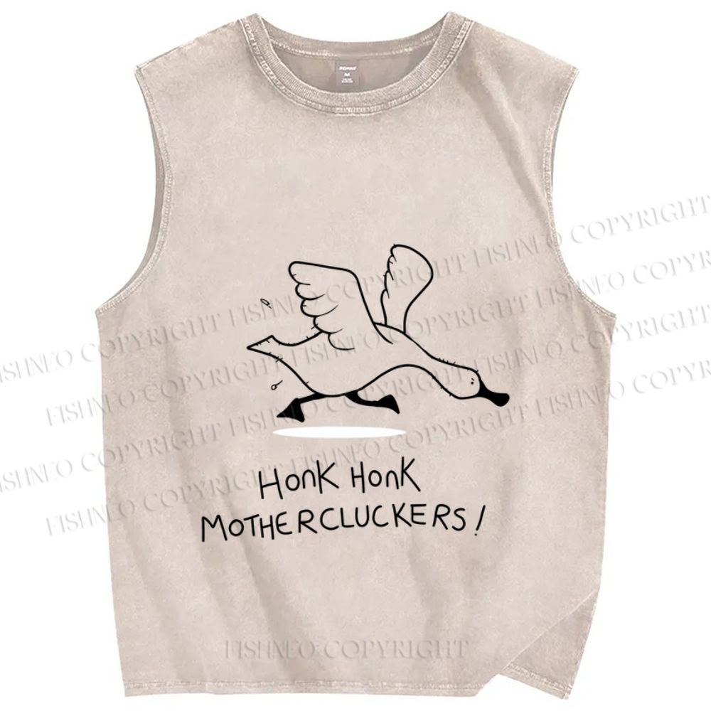 Unisex Honk The Goose Printed Washed Tank Top