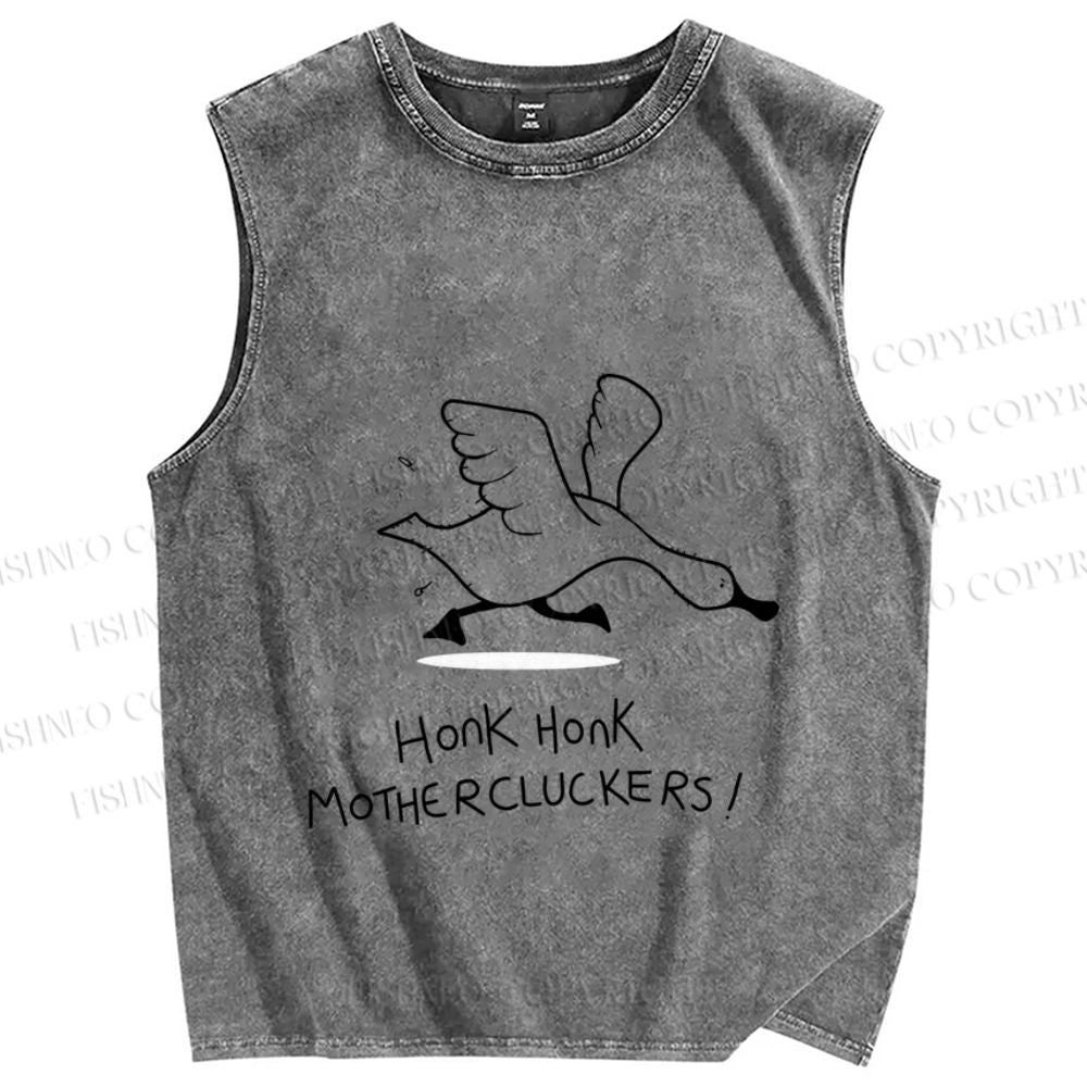 Unisex Honk The Goose Printed Washed Tank Top