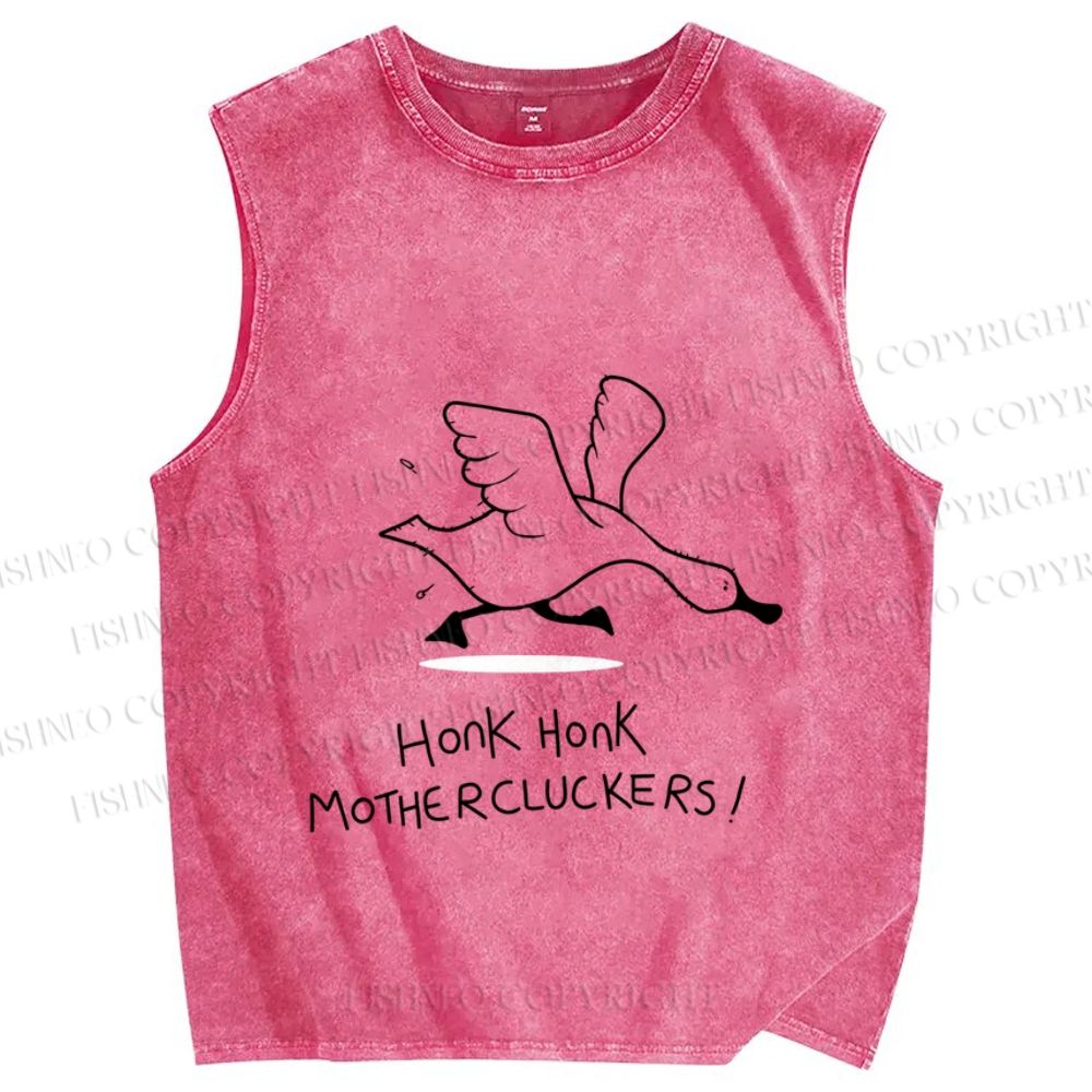 Unisex Honk The Goose Printed Washed Tank Top