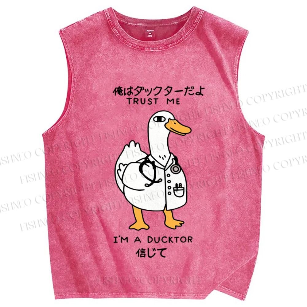 Unisex Trust Ducktor Printed Washed Tank Top