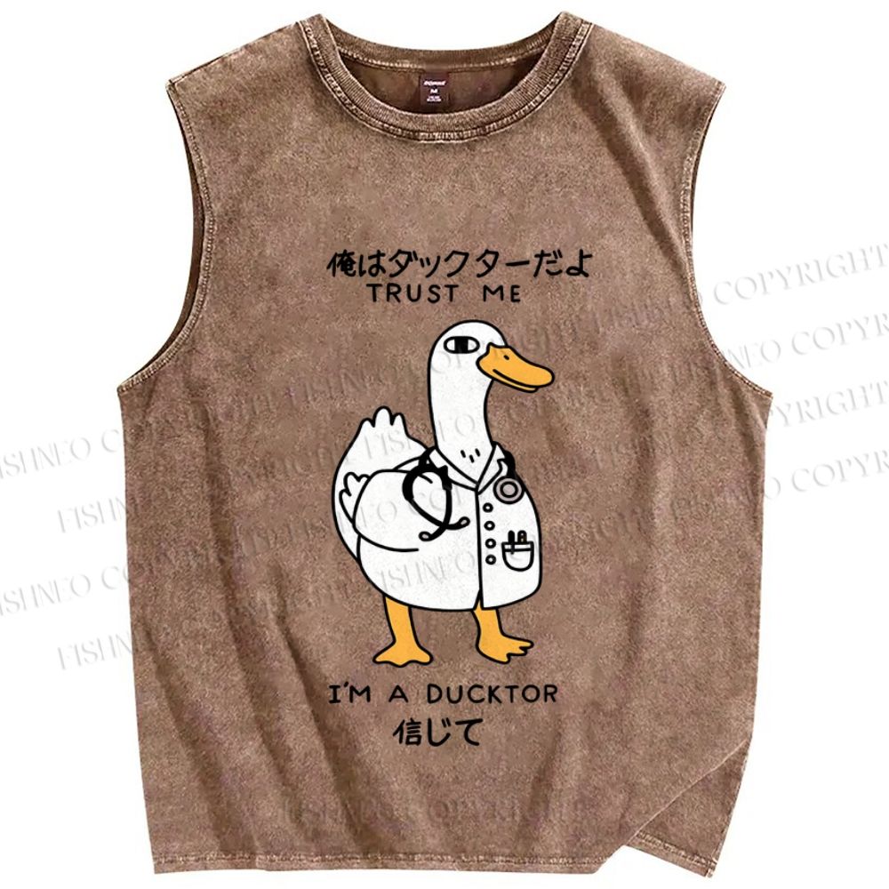 Unisex Trust Ducktor Printed Washed Tank Top