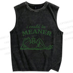 Unisex Vintage Frog Could Be Meaner Printed Washed Tank Top
