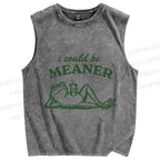 Unisex Vintage Frog Could Be Meaner Printed Washed Tank Top