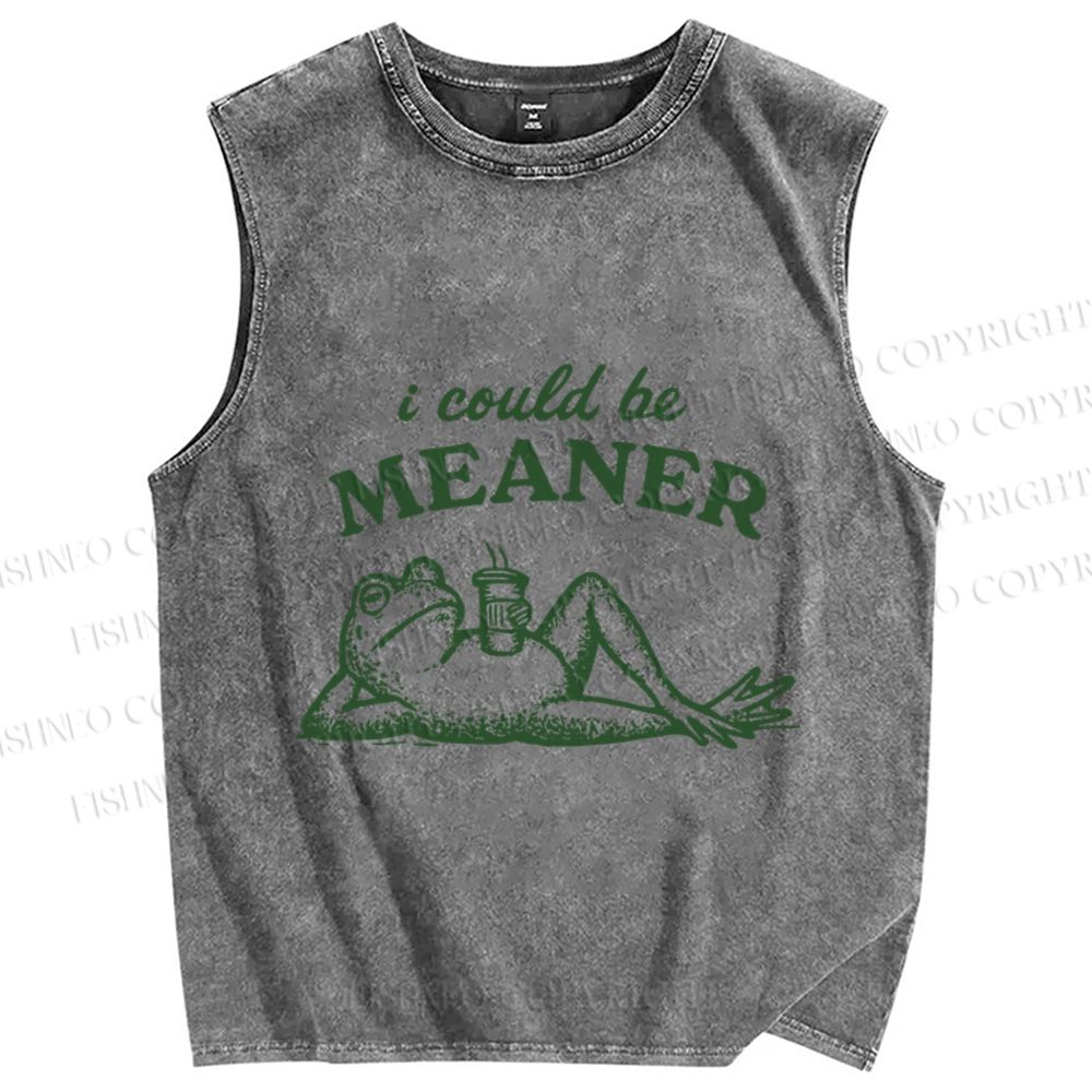 Unisex Vintage Frog Could Be Meaner Printed Washed Tank Top