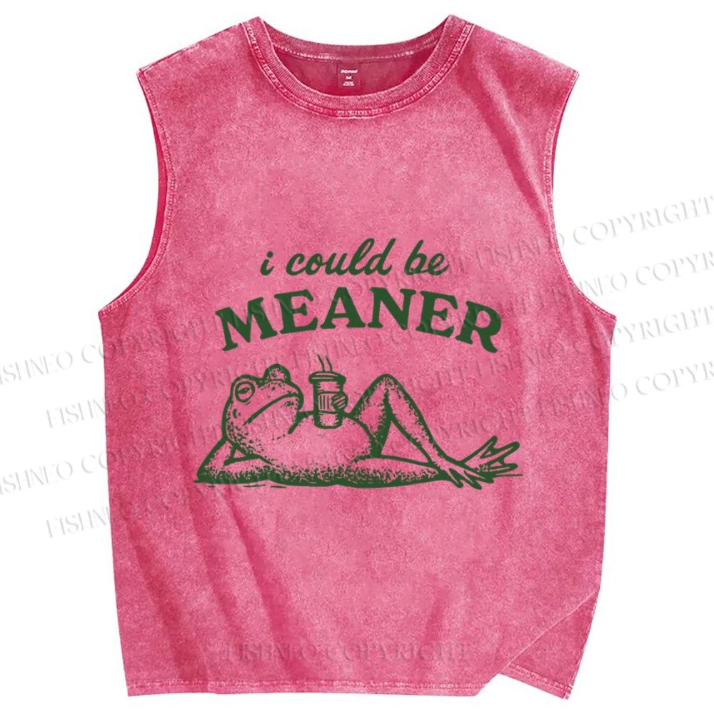 Unisex Vintage Frog Could Be Meaner Printed Washed Tank Top