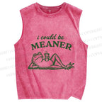Unisex Vintage Frog Could Be Meaner Printed Washed Tank Top