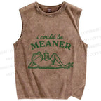 Unisex Vintage Frog Could Be Meaner Printed Washed Tank Top