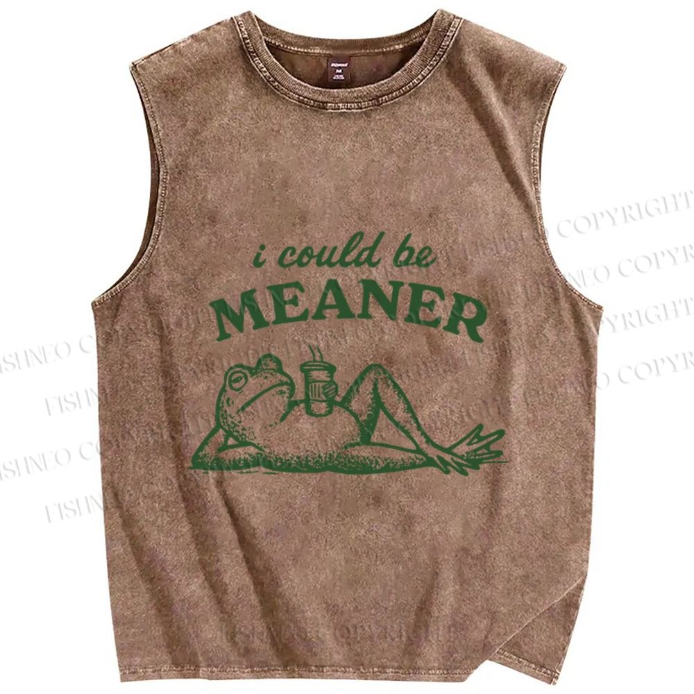 Unisex Vintage Frog Could Be Meaner Printed Washed Tank Top