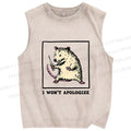 Unisex Silly Rat Won't Apologize Printed Washed Tank Top