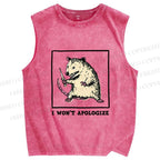 Unisex Silly Rat Won't Apologize Printed Washed Tank Top