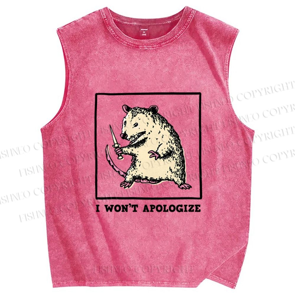 Unisex Silly Rat Won't Apologize Printed Washed Tank Top