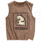Unisex Silly Rat Won't Apologize Printed Washed Tank Top