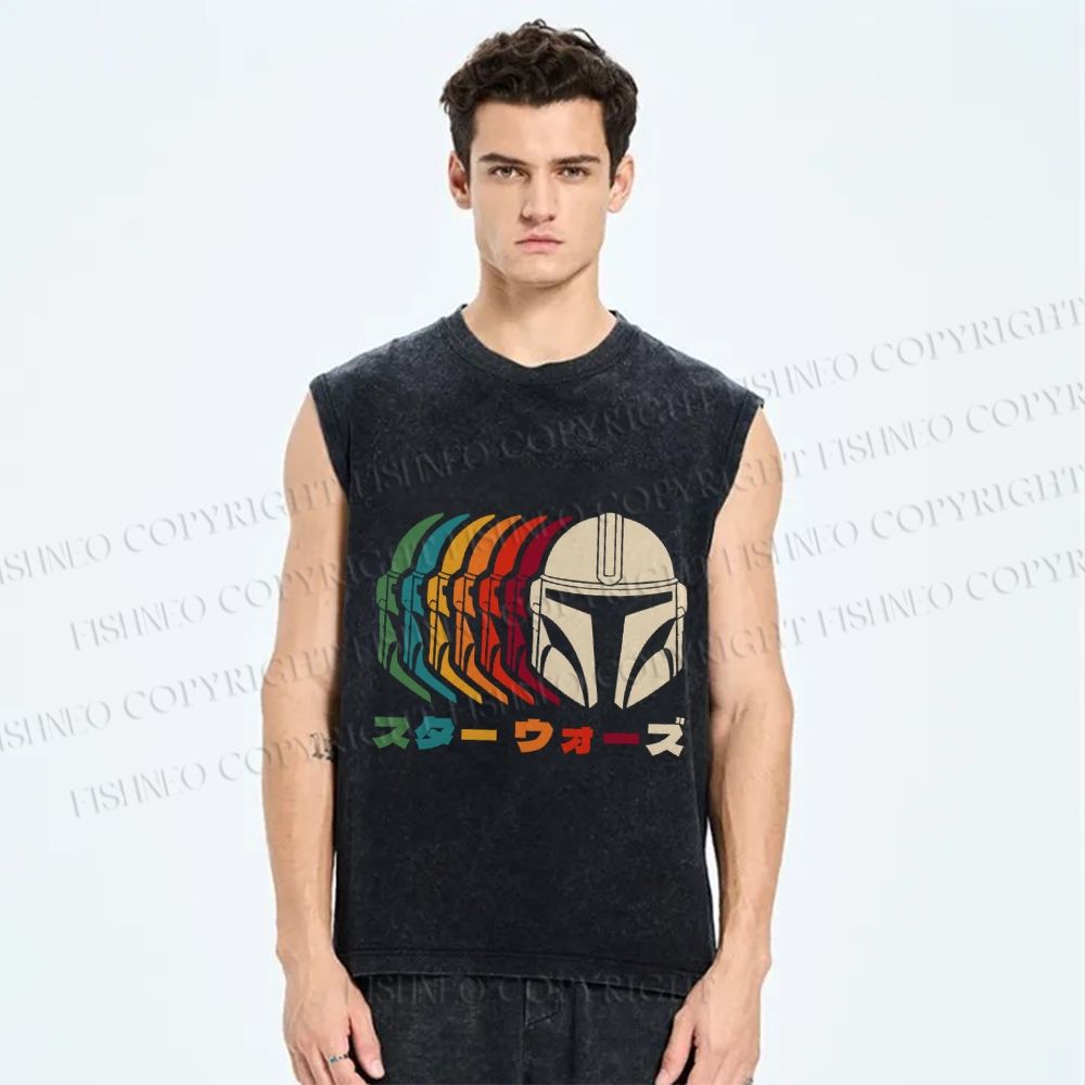 Unisex Starwars Printed Washed Tank Top