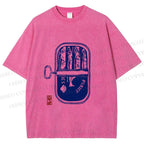 Unisex Vintage Sardine Fish Can Printed Washed Tee