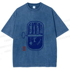 Unisex Vintage Sardine Fish Can Printed Washed Tee