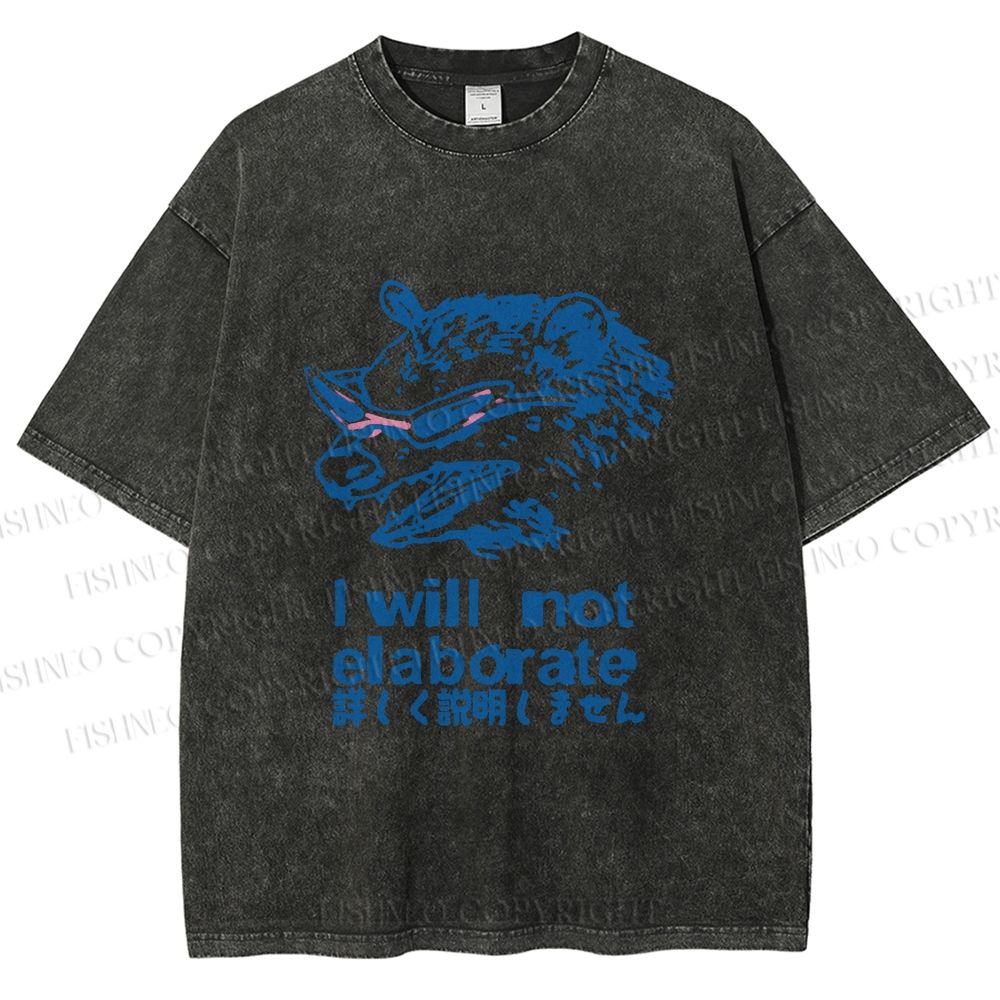 Unisex Japanese Opossum Will Not Elaborate Printed Washed Tee
