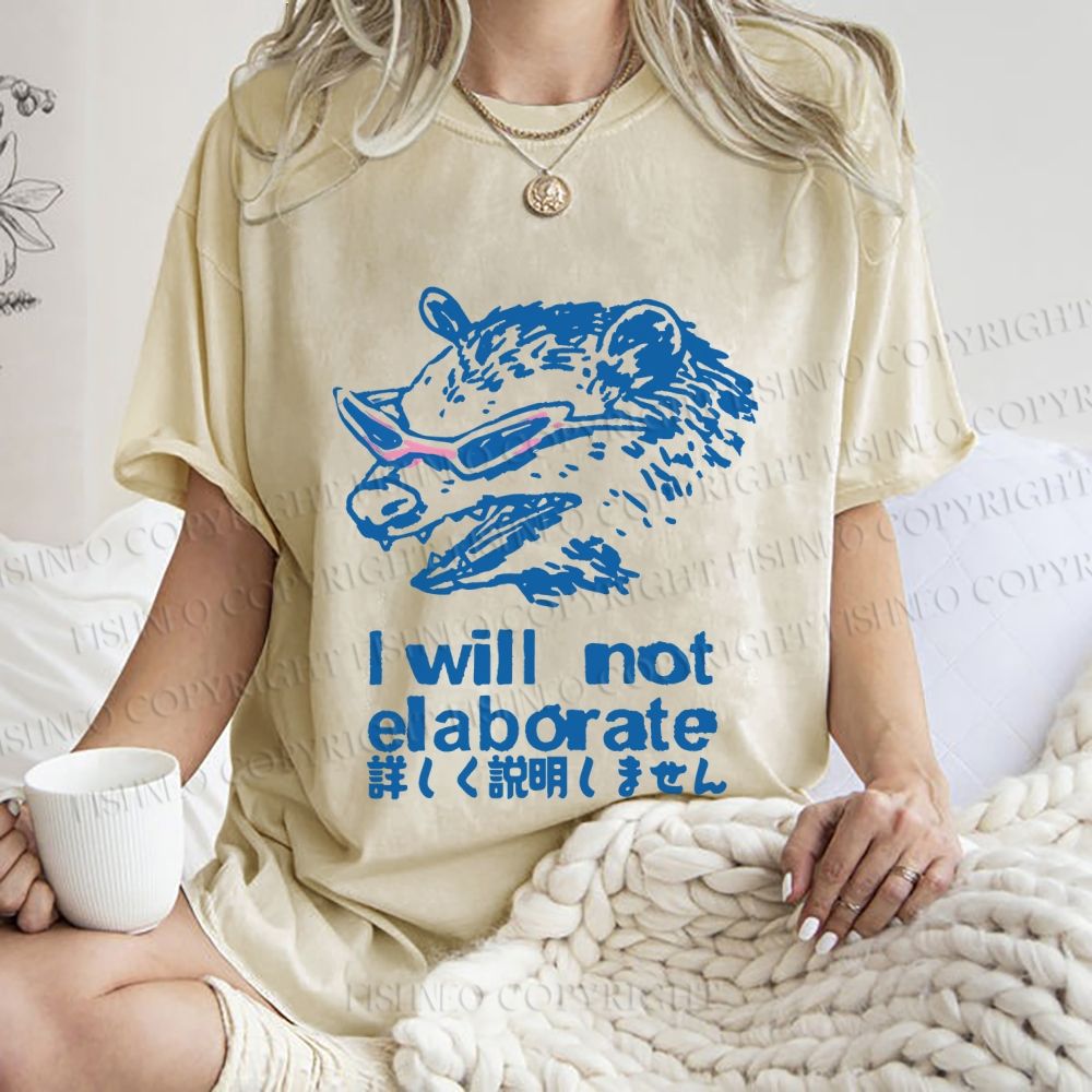 Unisex Japanese Opossum Will Not Elaborate Printed Washed Tee