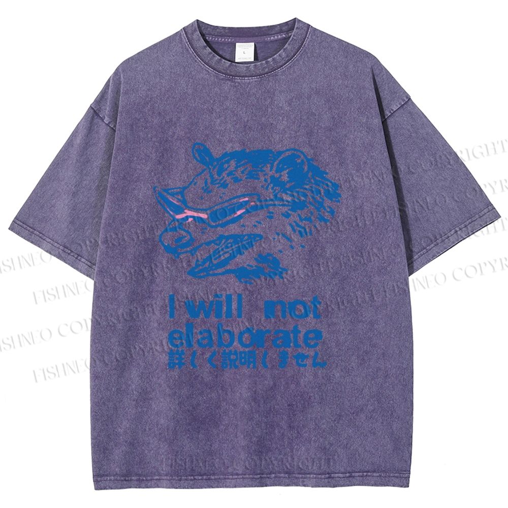 Unisex Japanese Opossum Will Not Elaborate Printed Washed Tee