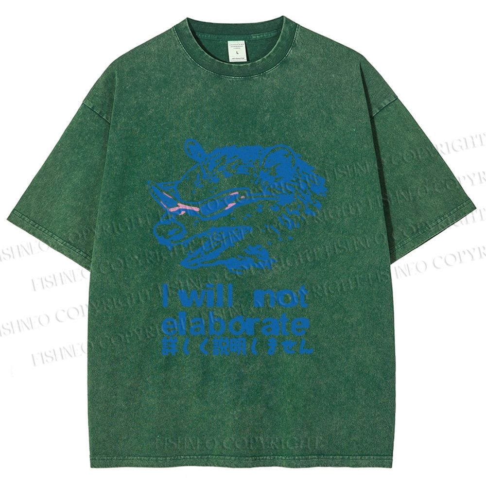 Unisex Japanese Opossum Will Not Elaborate Printed Washed Tee