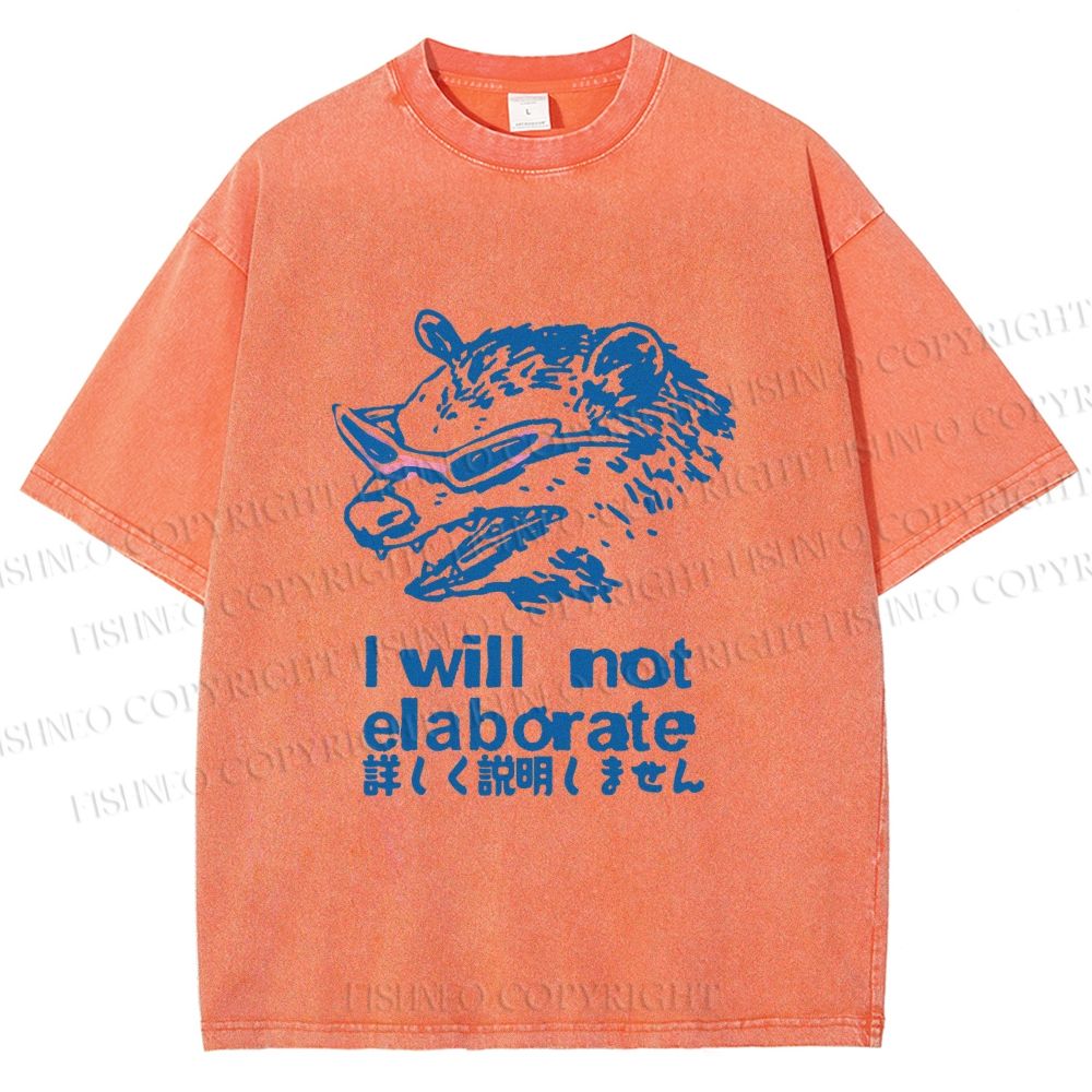 Unisex Japanese Opossum Will Not Elaborate Printed Washed Tee