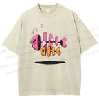 Unisex Colored Art Fish Bones Printed Washed Tee