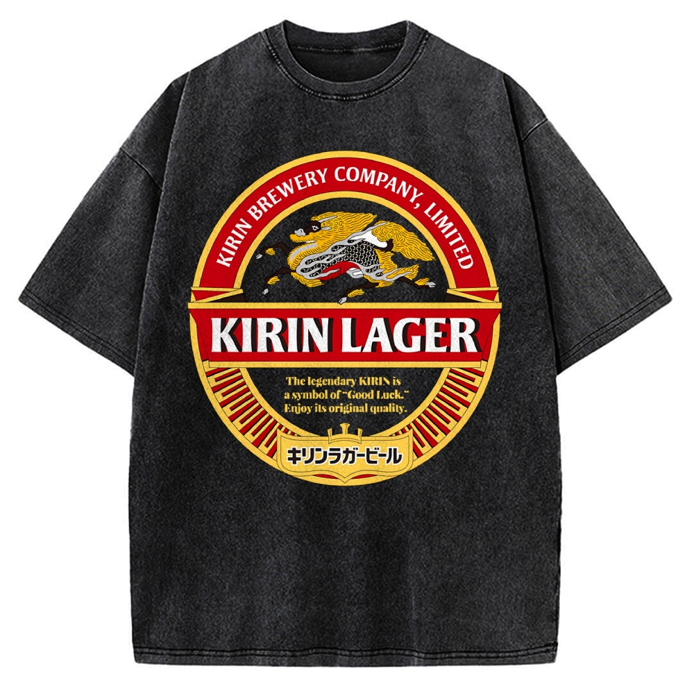 Kirin Lager Japanese Dark Beer  Vintage Washed T-shirt