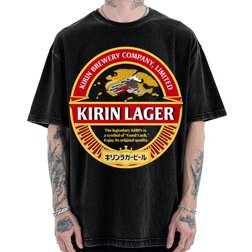 Kirin Lager Japanese Dark Beer  Vintage Washed T-shirt