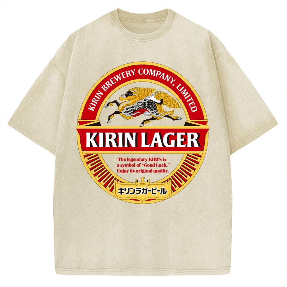 Kirin Lager Japanese Dark Beer  Vintage Washed T-shirt