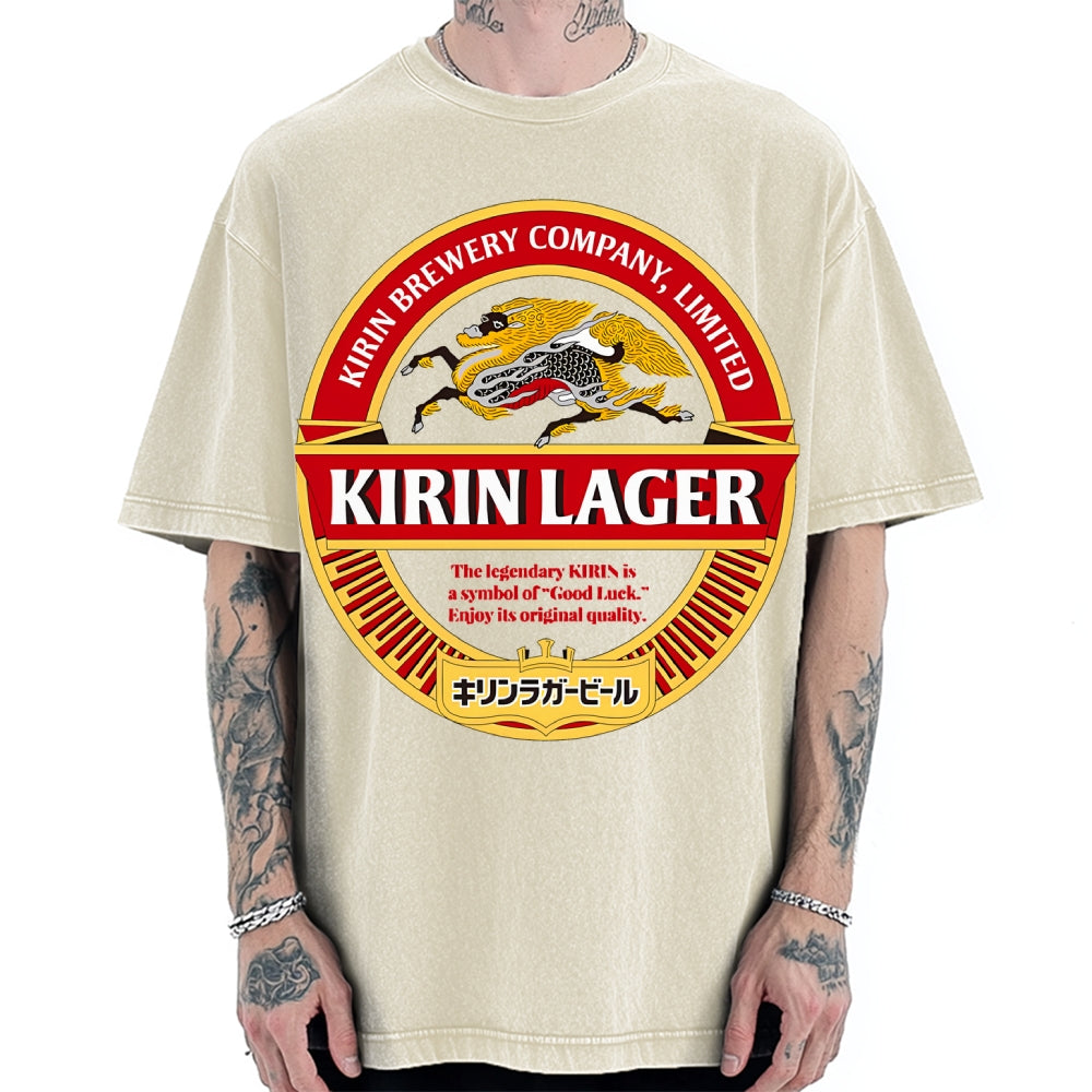 Kirin Lager Japanese Dark Beer  Vintage Washed T-shirt