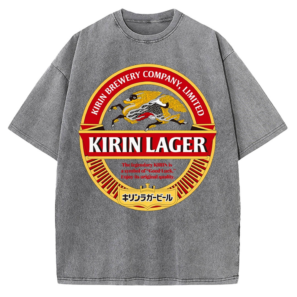 Kirin Lager Japanese Dark Beer  Vintage Washed T-shirt