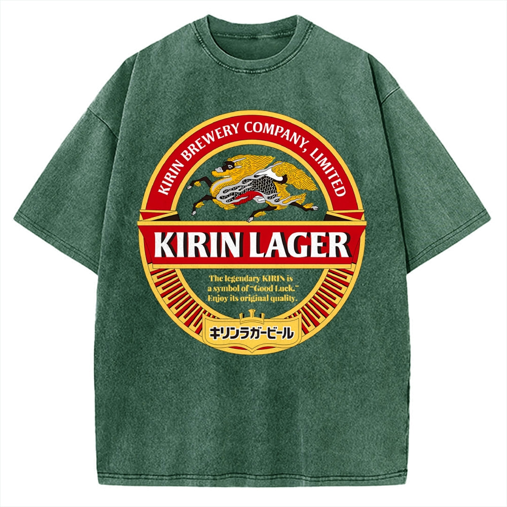 Kirin Lager Japanese Dark Beer  Vintage Washed T-shirt