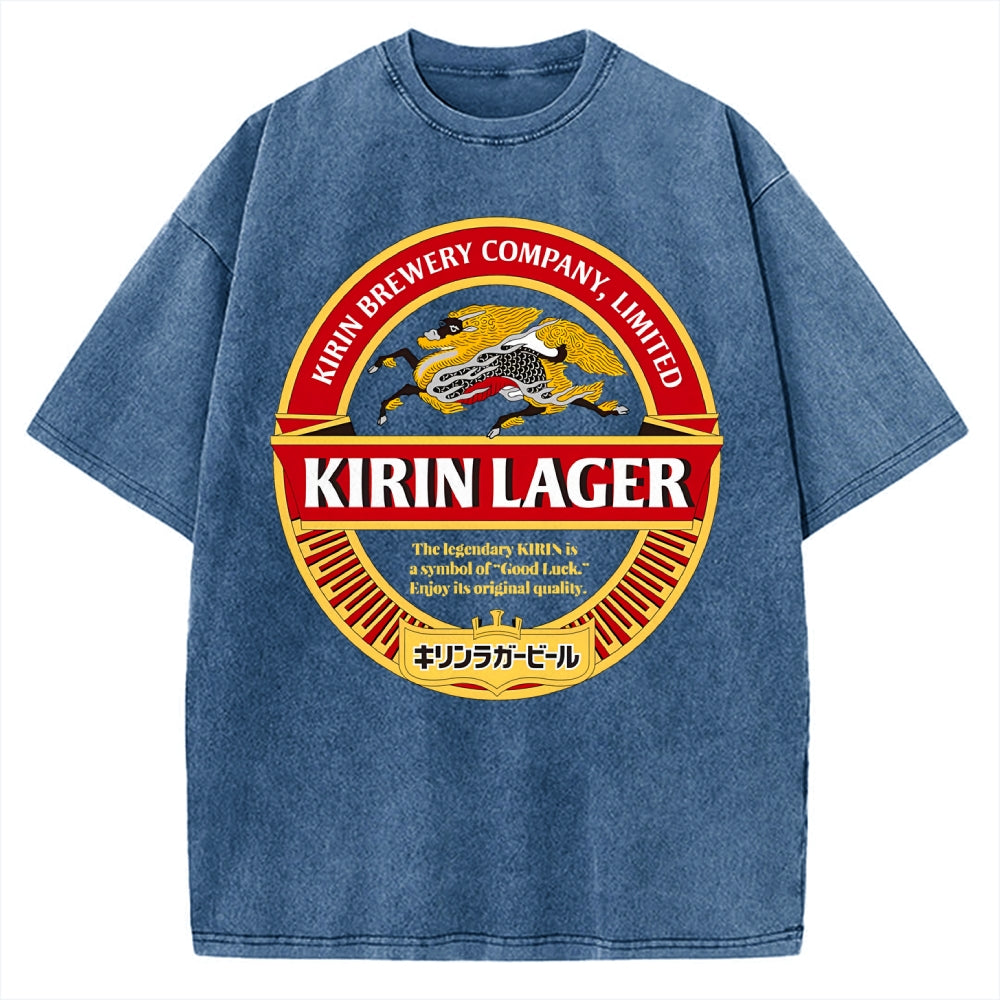 Kirin Lager Japanese Dark Beer  Vintage Washed T-shirt