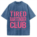 Tired Bartender Club Japanese Katakana Vintage Washed T-shirt