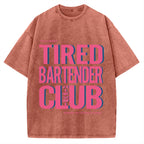 Tired Bartender Club Japanese Katakana Vintage Washed T-shirt