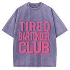 Tired Bartender Club Japanese Katakana Vintage Washed T-shirt