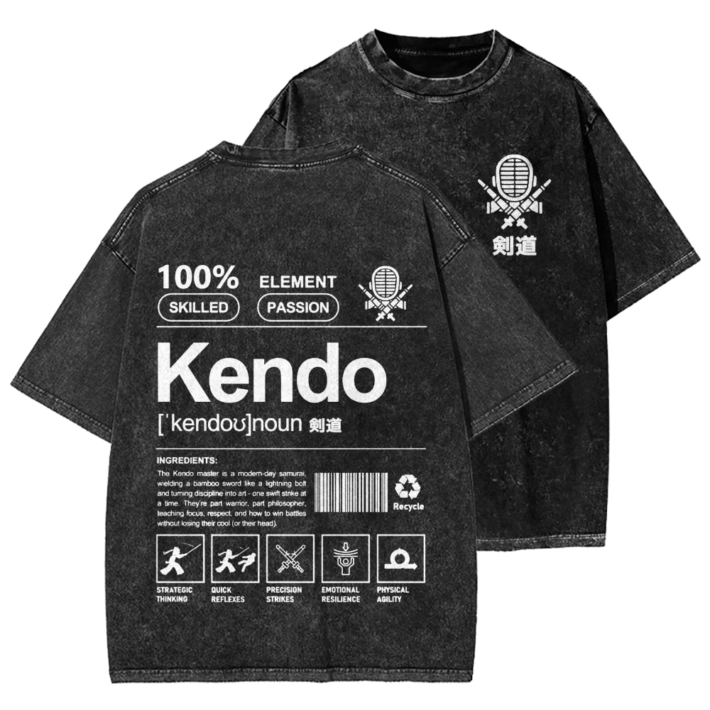 Kendo - Japanese weaponry Front And Back Printing Washed T-shirt