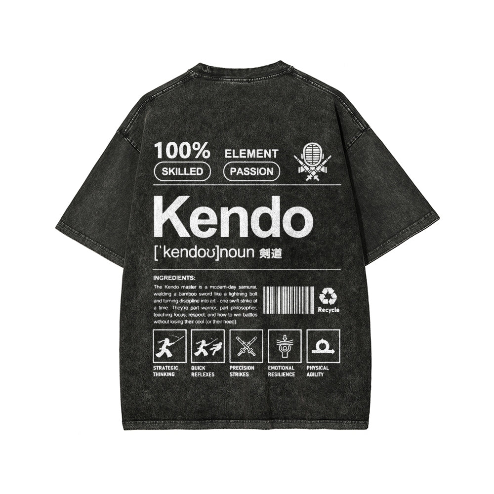 Kendo - Japanese weaponry Front And Back Printing Washed T-shirt