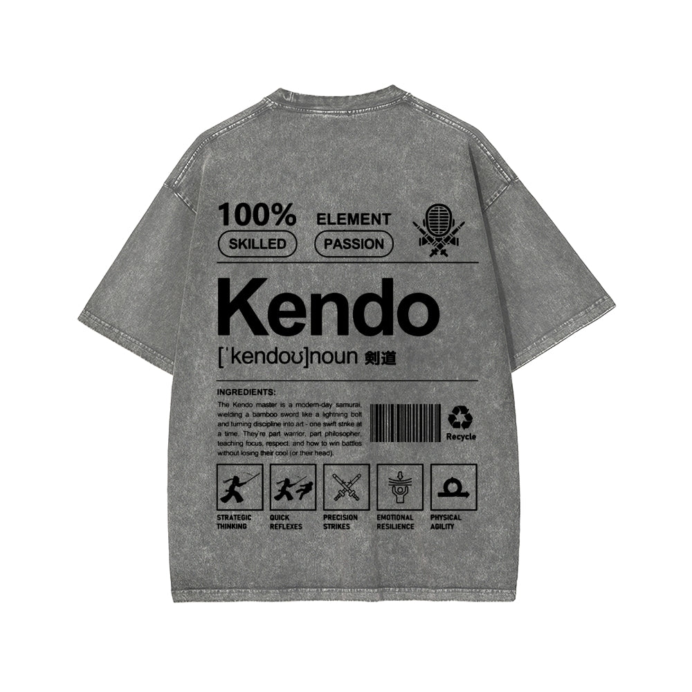 Kendo - Japanese weaponry Front And Back Printing Washed T-shirt
