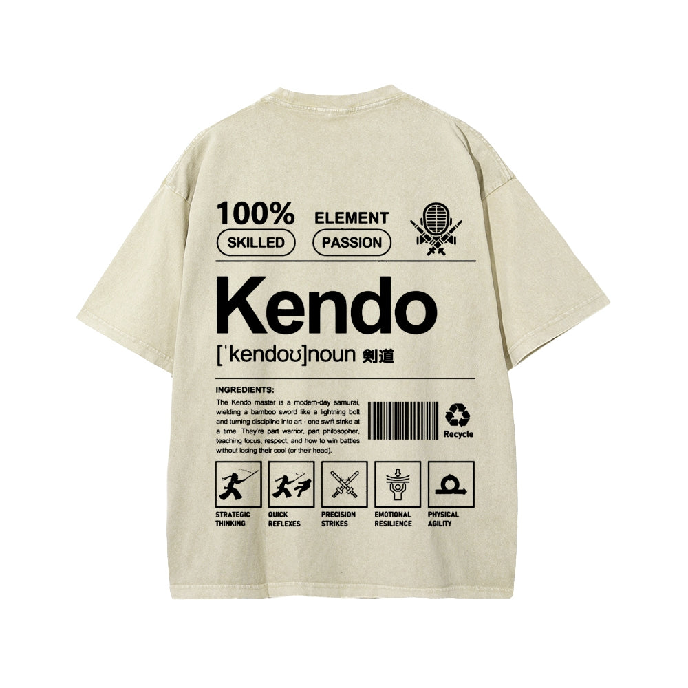 Kendo - Japanese weaponry Front And Back Printing Washed T-shirt