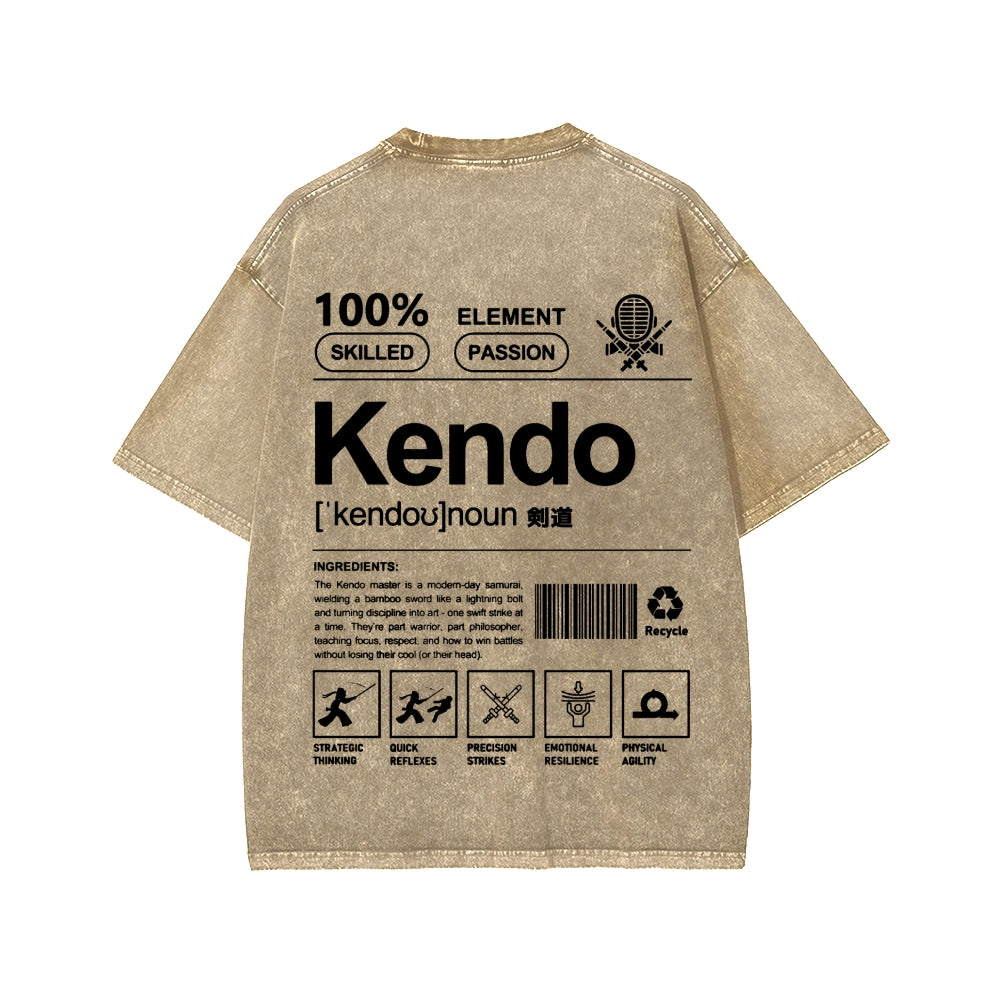 Kendo - Japanese weaponry Front And Back Printing Washed T-shirt