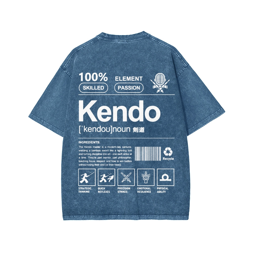 Kendo - Japanese weaponry Front And Back Printing Washed T-shirt