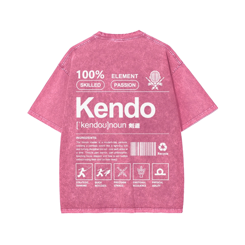 Kendo - Japanese weaponry Front And Back Printing Washed T-shirt